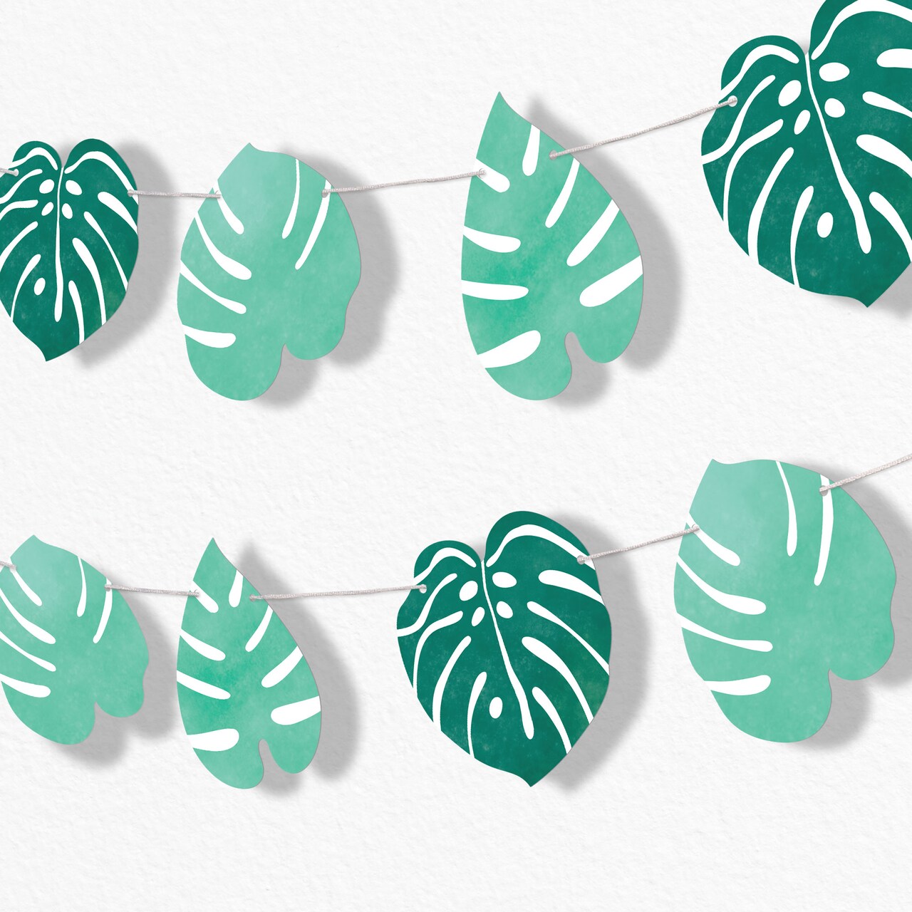 Big Dot of Happiness Tropical Leaves Garland Banner, Jungle or Hawaiian Luau Birthday Decor Banner, 30 Feet of Cord, 15 Double-Sided Palm Leaf Shapes